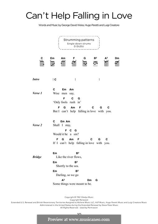 Vocal version: Lyrics and chords by George David Weiss, Hugo Peretti, Luigi Creatore