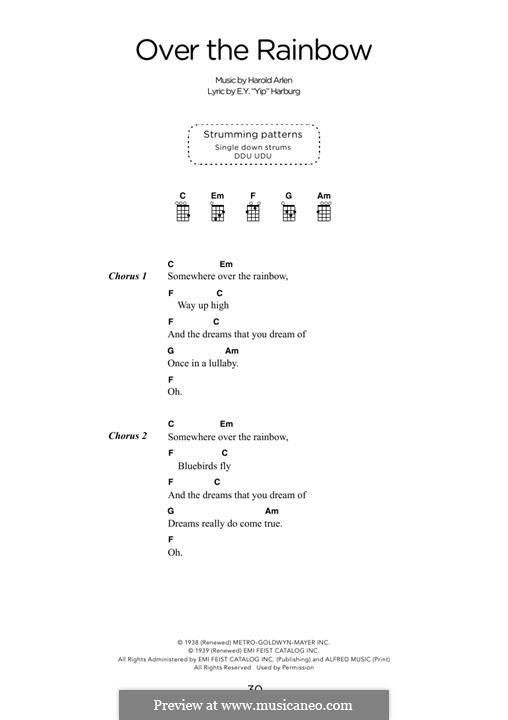 Vocal version: Lyrics and chords by Harold Arlen