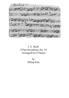 No.14 in B Flat Major, BWV 785: For two pianos four hands by Johann Sebastian Bach