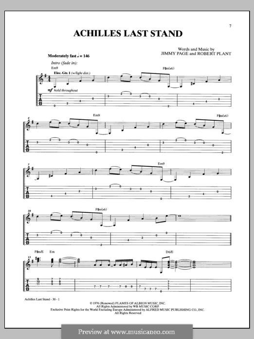 Achilles Last Stand (Led Zeppelin): For guitar with tab by Jimmy Page, Robert Plant