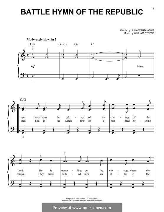 Battle Hymn of the Republic: For easy piano by William Steffe