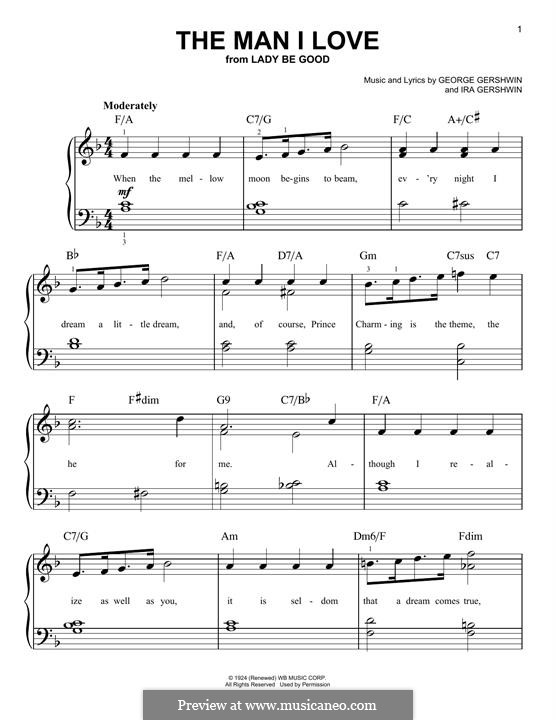 The Man I Love: For piano by George Gershwin