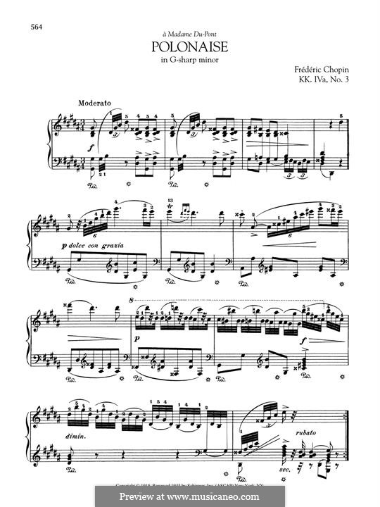 Polonaise in G Sharp Minor, B.6 KK IVa/3: For piano by Frédéric Chopin