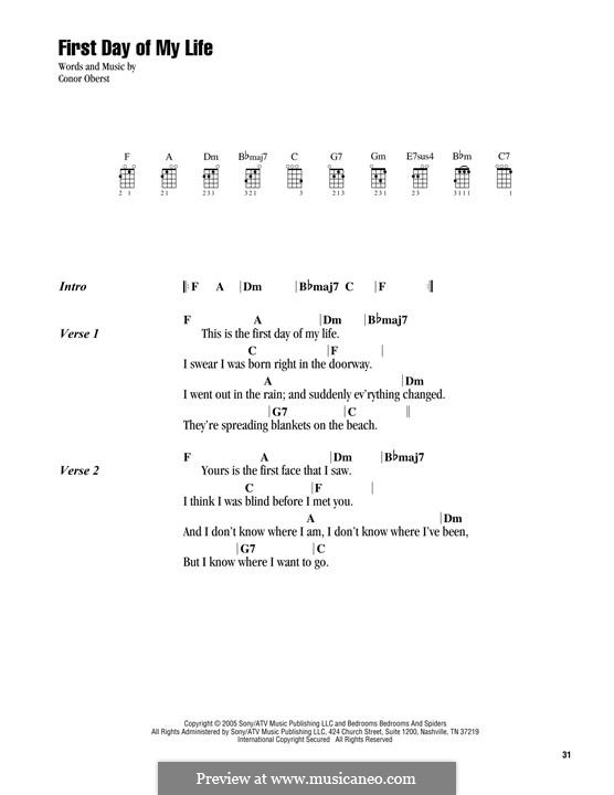 First Day of My Life: Lyrics and chords by Conor Oberst