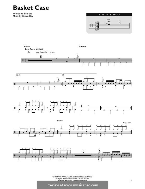 Basket Case (Green Day): Drum set by Billie Joe Armstrong, Tré Cool, Michael Pritchard