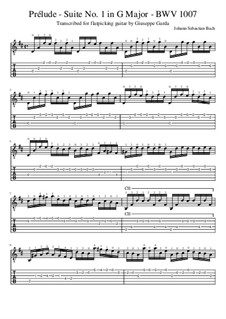 Suite for Cello No.1 in G Major, BWV 1007: Prelude, for acoustic guitar by Johann Sebastian Bach