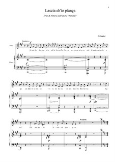 Lascia Ch'io Pianga (Vocal score): For voice and piano by Georg Friedrich Händel