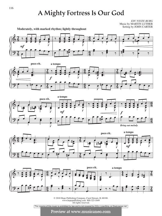 A Mighty Fortress Is Our God: For piano by Martin Luther