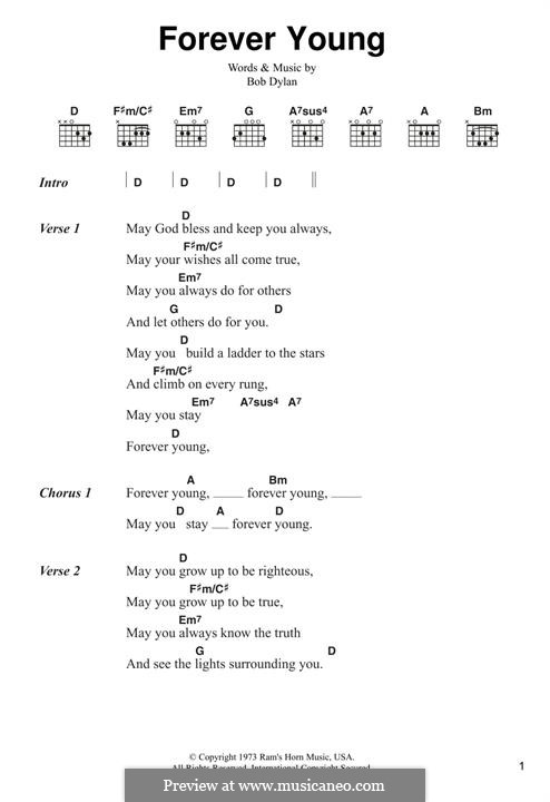 Forever Young I: Lyrics and chords by Bob Dylan