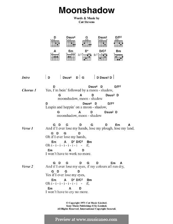 Moonshadow: Lyrics and chords by Cat Stevens