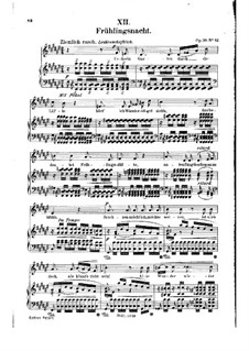No.12 Frühlingsnacht (Spring Night): Piano-vocal score (German text) by Robert Schumann
