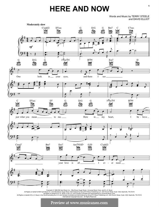 Here and Now (Luther Vandross): For voice and piano (or guitar) by David Elliot, Terry Steele