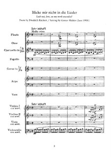 Rückert Lieder: Score for voice and orchestra by Gustav Mahler