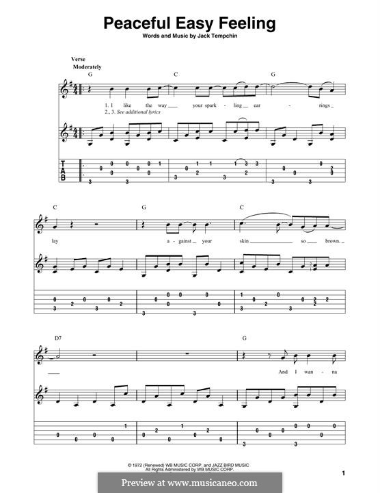 Peaceful Easy Feeling (The Eagles): For guitar with tab by Jack Tempchin
