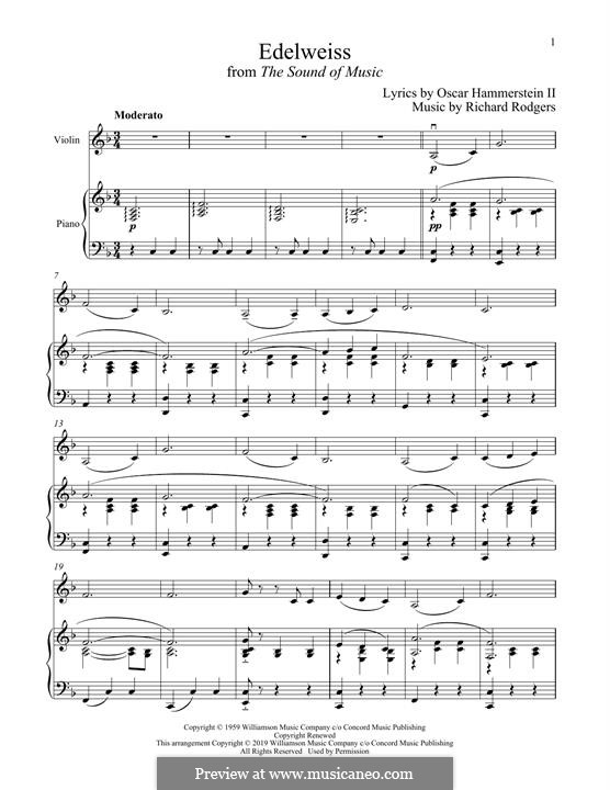 Edelweiss (from The Sound of Music): For violin and piano by Richard Rodgers