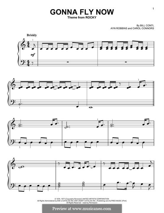 Gonna Fly Now: For piano by Bill Conti, Carol Connors
