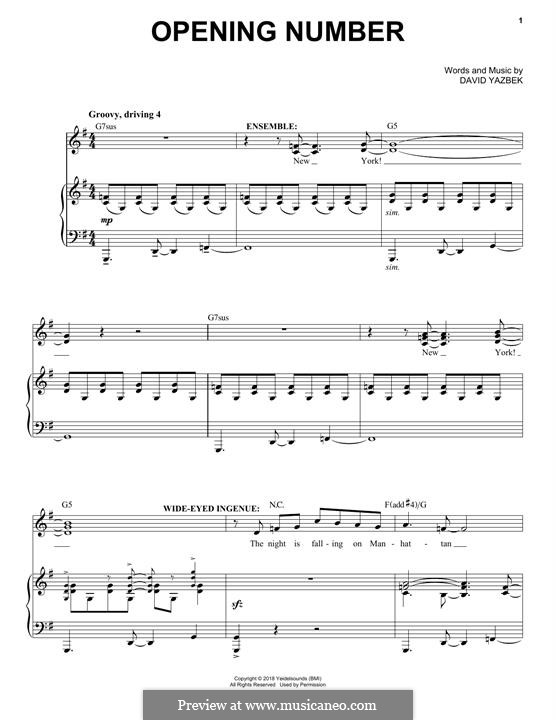 Opening Number (from the musical Tootsie): Opening Number (from the musical Tootsie) by David Yazbek