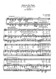 Manon Lescaut : Ah! Manon, mi tradisce il tuo folle pensier. Arioso di Des Grieux by Giacomo Puccini