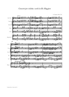 Concerto for Violin and Orchestra in D Major, T.29: Full score, parts by Giuseppe Tartini