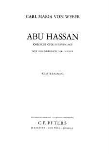 Abu Hassan, J.106: Piano-vocal score by Carl Maria von Weber