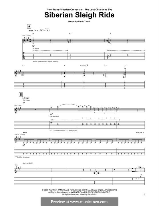 Siberian Sleigh Ride (Trans-Siberian Orchestra): For guitar with tab by Paul O'Neill