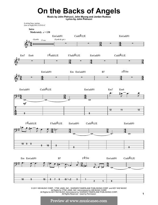 On the Backs of Angels (Dream Theater): For bass guitar with tab by John Petrucci, John Myung, Jordan Rudess