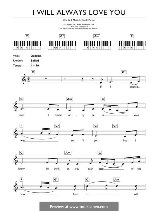 Piano version: Easy notes by Dolly Parton