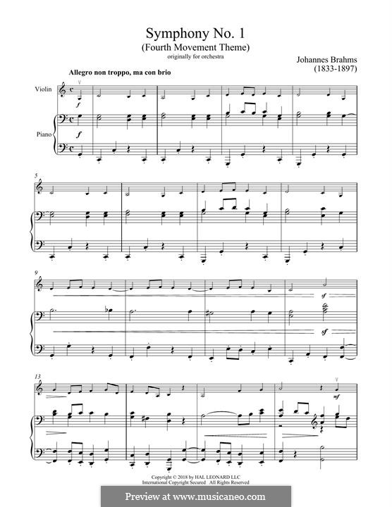 Movement IV: Excerpt. Version for violin and piano by Johannes Brahms