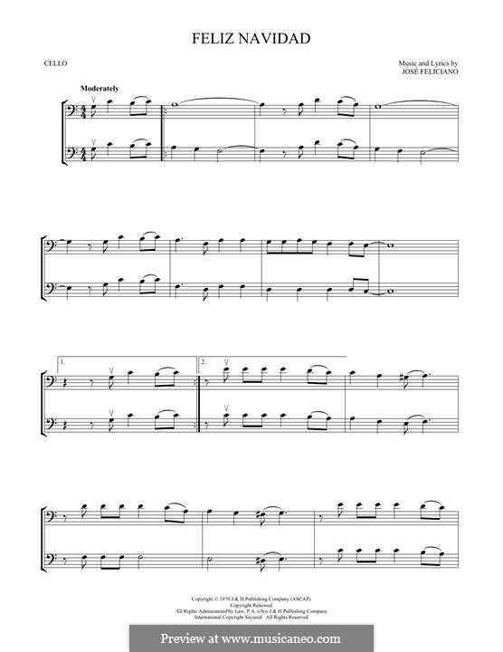 Feliz Navidad: For two cellos by José Feliciano