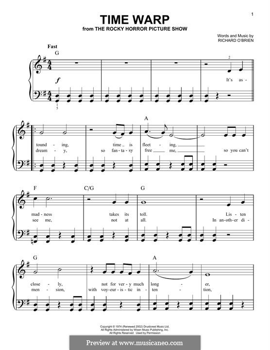 The Time Warp (from The Rocky Horror Picture Show): For piano by Richard O'Brien