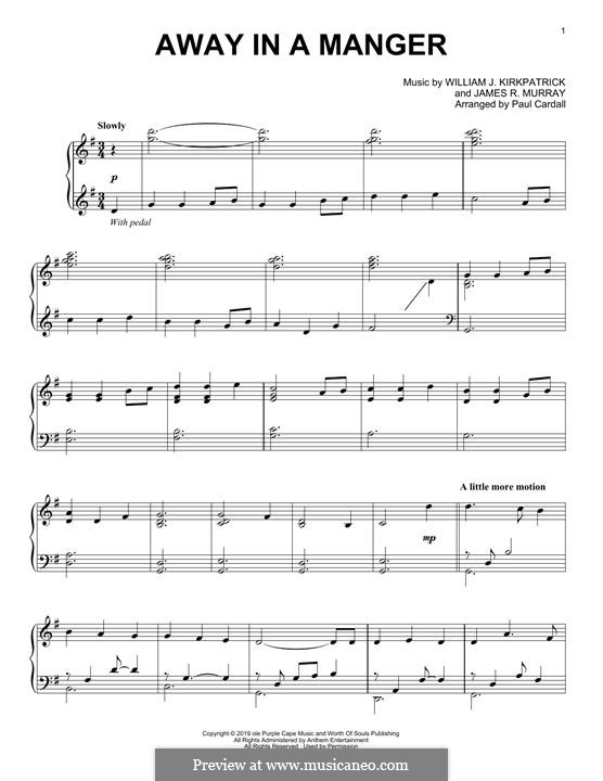 Away in a Manger (Printable Scores): For piano by James R. Murray