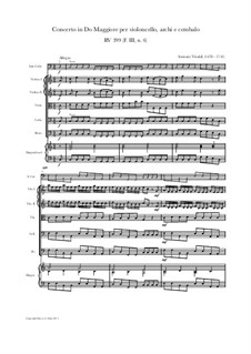 Concerto for Cello and Strings in C Major, RV 399: Score, parts by Antonio Vivaldi
