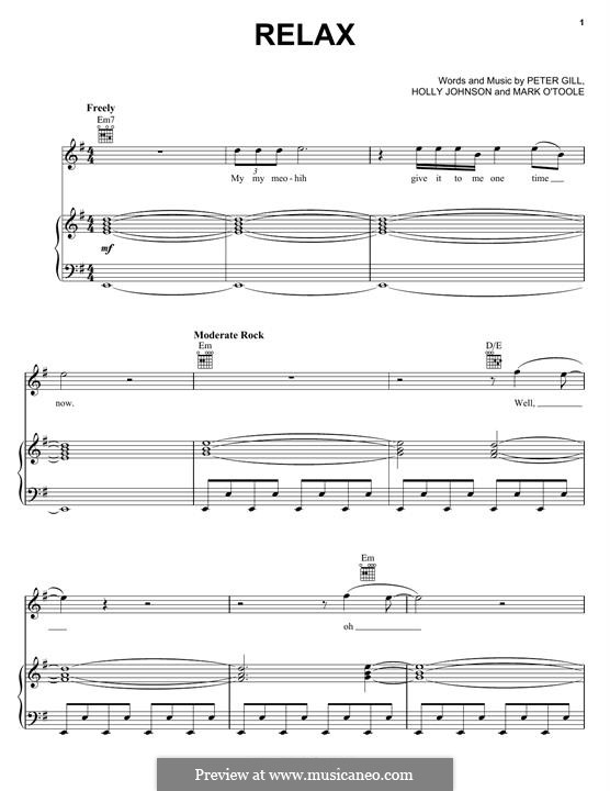 Relax (Frankie Goes To Hollywood): For voice and piano (or guitar) by Holly Johnson, Mark O'Toole, Peter Gill