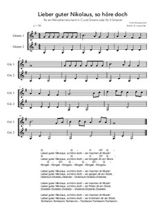 Lieber guter Nikolaus, so höre doch: For a melody instrument in C and guitar or for 2 guitars (G Major) by folklore