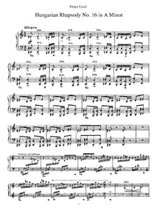 No.16 in A Minor, S.244: For piano by Franz Liszt