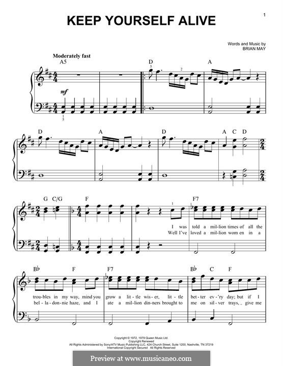 Keep Yourself Alive (Queen): For piano by Brian May