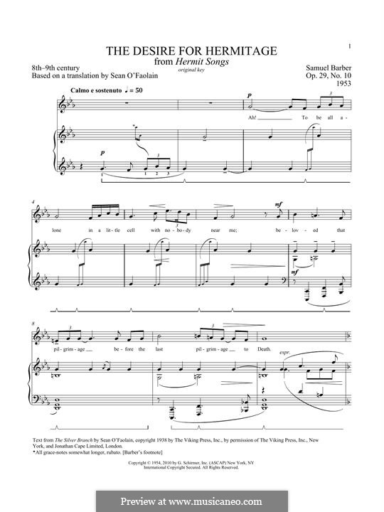 Desire for Hermitage, Op.29 No.10: Desire for Hermitage by Samuel Barber