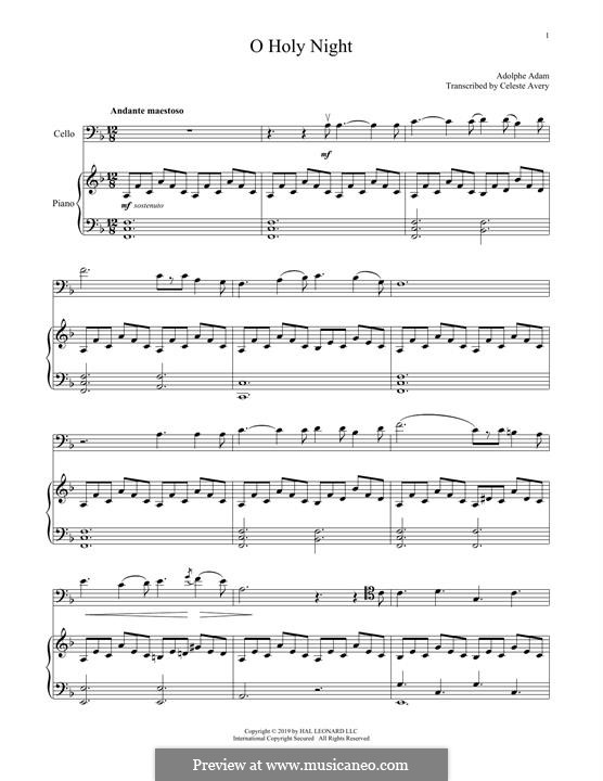 Instrumental version (Printable scores): For cello and piano by Adolphe Adam