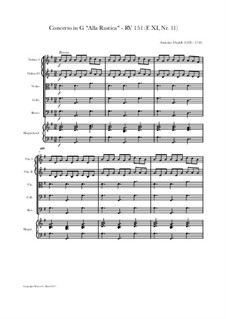 Concerto for Strings in Sol maggiore, RV 151: Score and parts by Antonio Vivaldi
