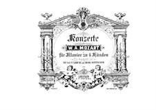 Concerto for Piano and Orchestra No.20 in D Minor, K.466: Arrangement for piano four hands by Wolfgang Amadeus Mozart