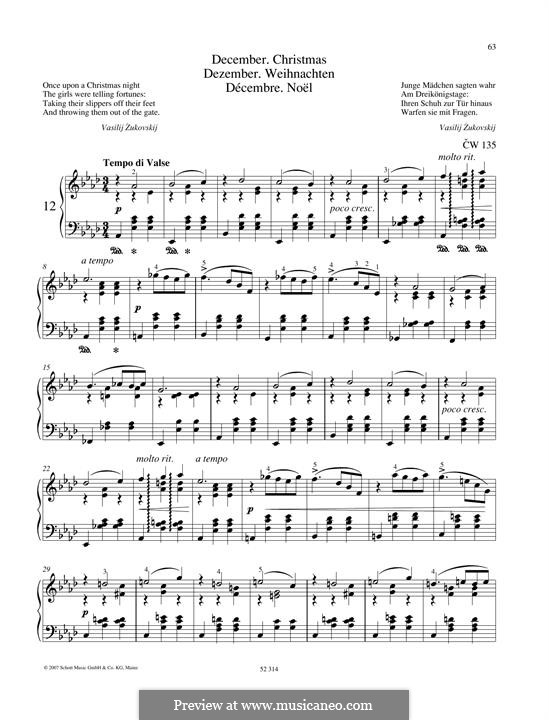 No.12 December (Christmas): For piano by Pyotr Tchaikovsky