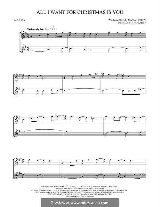 Instrumental version: For two alto saxophones by Mariah Carey, Walter Afanasieff