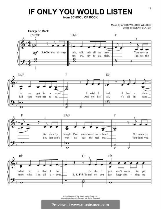 If Only You Would Listen (from School of Rock: The Musical): For piano by Andrew Lloyd Webber