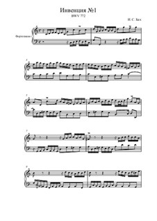 No.1 in C Major, BWV 772: For piano by Johann Sebastian Bach