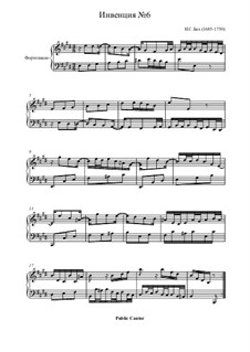 No.6 in E Major, BWV 777: For piano by Johann Sebastian Bach