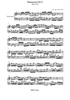 No.13 in A Minor, BWV 784: For piano by Johann Sebastian Bach