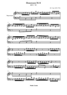 No.14 in B Flat Major, BWV 785: For piano by Johann Sebastian Bach