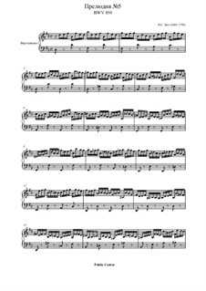 Prelude and Fugue No.5 in D Major, BWV 850: For piano by Johann Sebastian Bach
