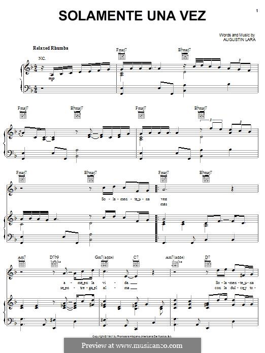 You Belong To My Heart (Solamente Una Vez): For voice and piano (or guitar) by Agustin Lara