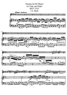 Sonata for Flute and Harpsichord No.2 in E Flat Major, BWV 1031: Score by Johann Sebastian Bach